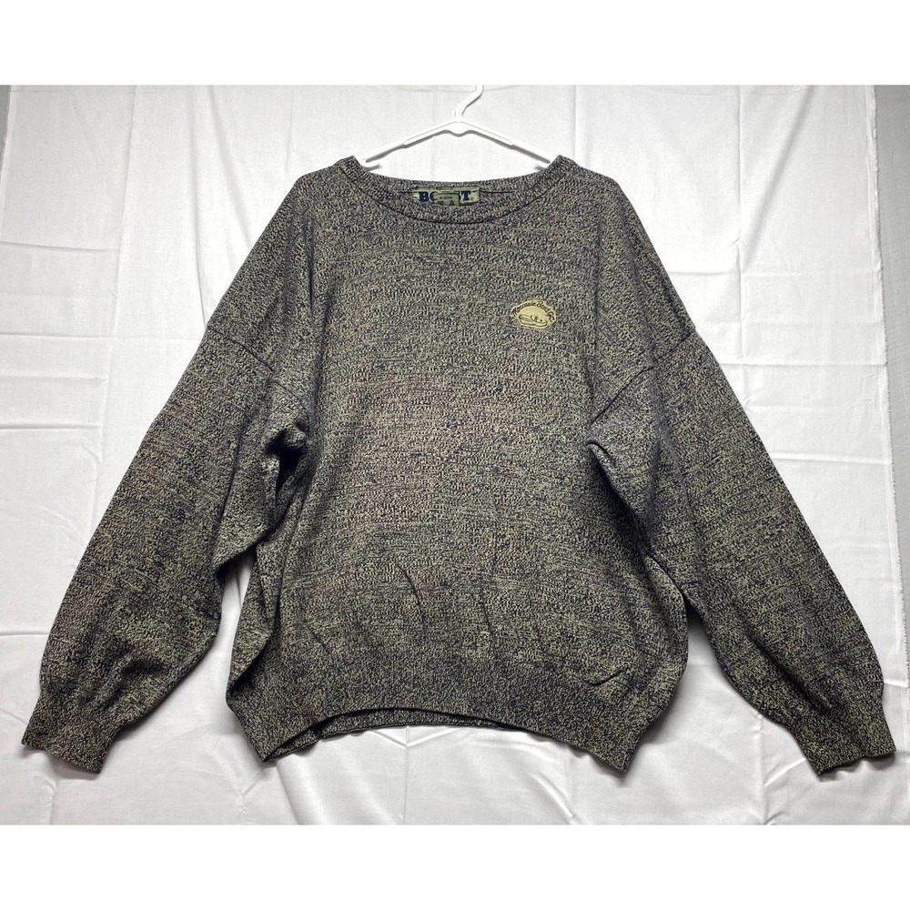 BOAST USA Cannabis Sweater Mens XL Navy Green Knitted Long Sleeve Pullover